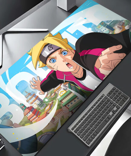 Boruto Forge Your Path gaming mousepad on anime desktop setup - A stylish addition to your gaming space