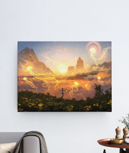 Whimsical Forest canvas poster - Magical forest scene filled with enchanting, vibrant elements on premium canvas