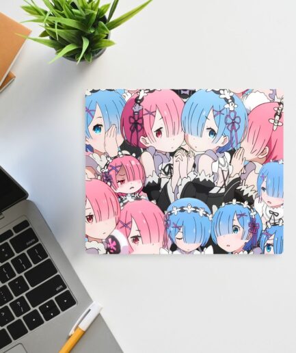 Rem and Ram Kawaii mousepad - Featuring the beloved characters from Re:Zero in a cute and playful style