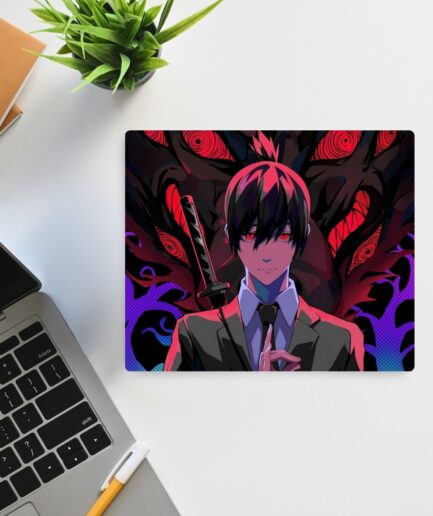 Aki Hayakawa Kon mousepad - Featuring Aki with Kon summon in Chainsaw Man