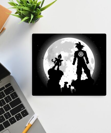 Goku vs Vegeta Full Moon Showdown mousepad - Epic Dragon Ball Z battle under a full moon