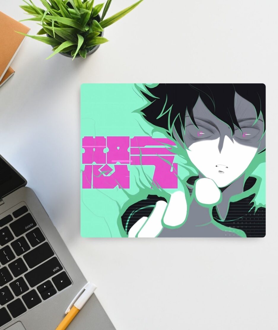 Mob Psycho Furious square mousepad - Shigeo Kageyama radiating intense psychic energy