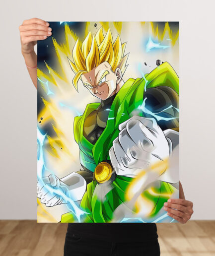 Gohan Super Saiyan 2 metal poster - A dynamic representation of Gohan in his Super Saiyan 2 form, full of power and intensity