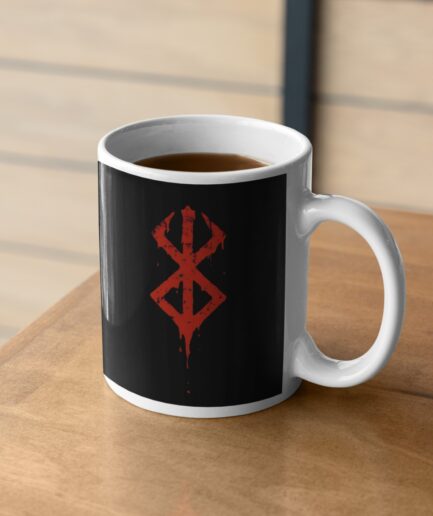 Berserk Symbol white mug on table