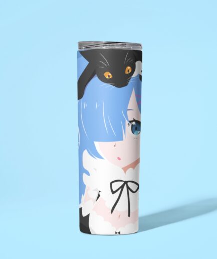 Cute Rem ReZero Metal Tumbler aesthetic design - Anime-inspired drinkware