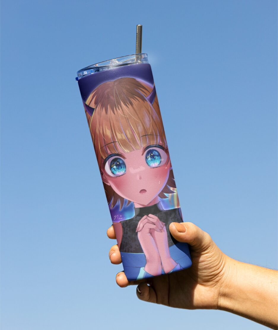 Ruby Hoshino Oshi No Ko Metal Tumbler in hand - Stylish anime drinkware