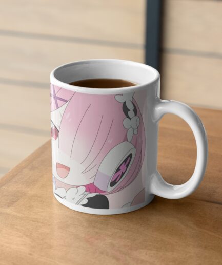 ReZero Cute Ram white mug on table