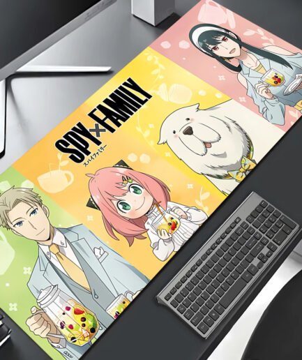 Mission Ready Spy X Family gaming mousepad on anime desktop setup - Bold and stylish design