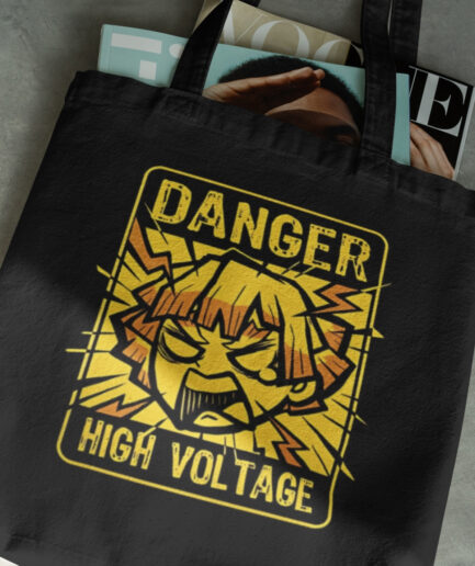 Zenitsu Thunder Breathing Black Totebag with Books Inside