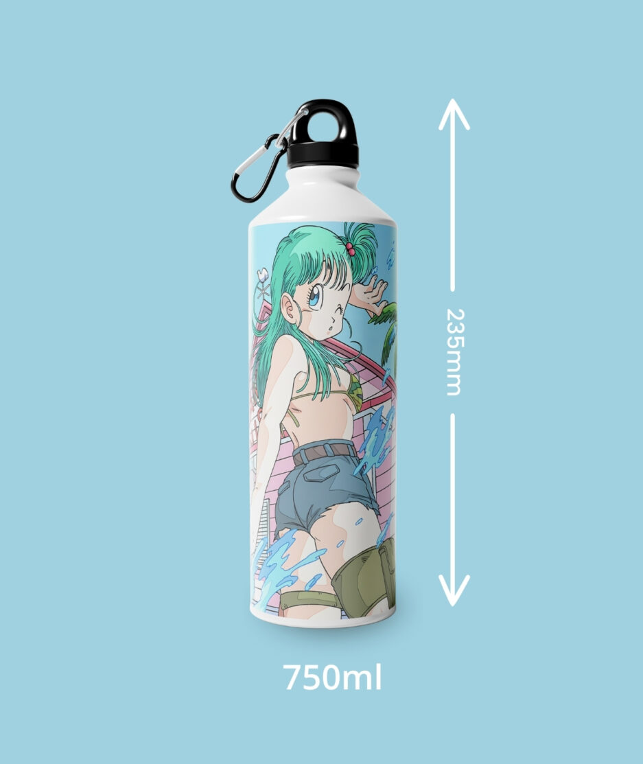 Bulma sipper bottle dimension image – Dragon Ball design