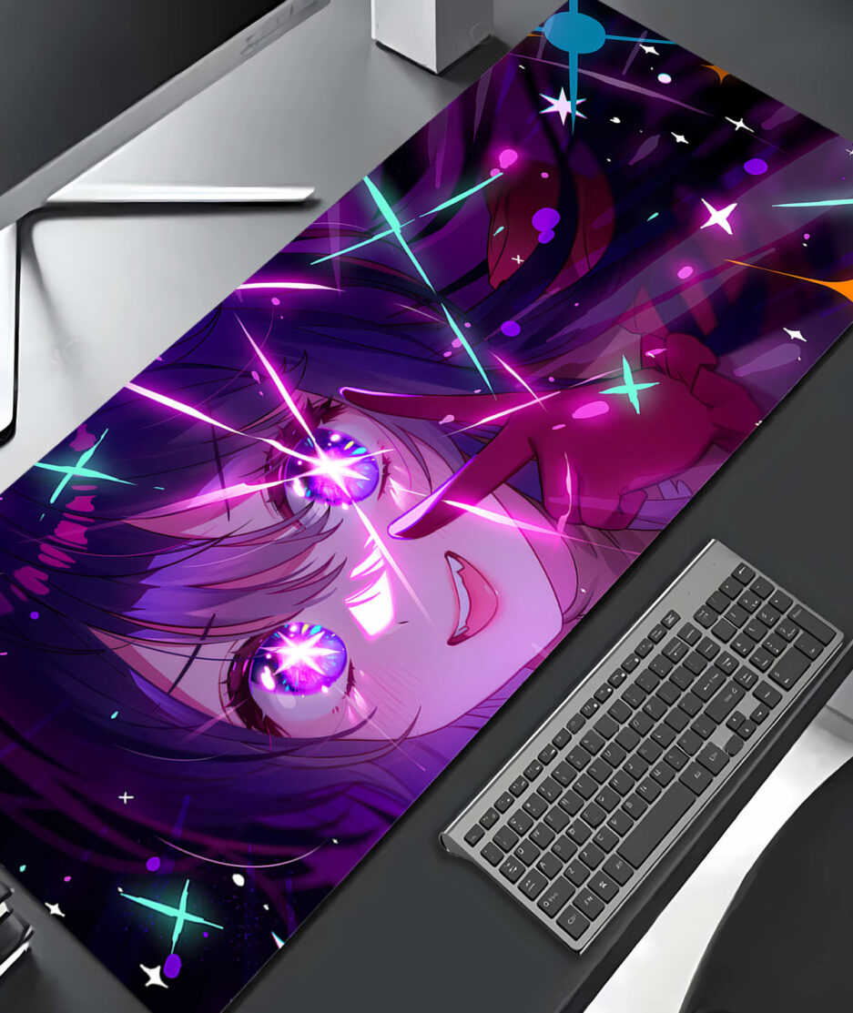 Oshi No Ko Stardom gaming mousepad on anime desktop setup - Stylish and functional for anime fans