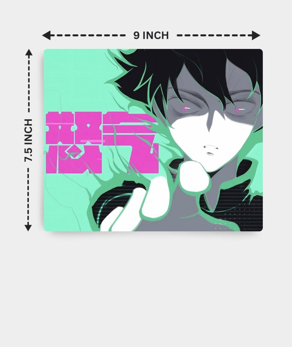 Mob Psycho Furious square mousepad dimensions - Detailed size chart for the mousepad