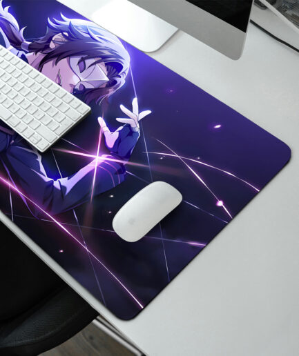 Shadows Unleashed Eminence in Shadow gaming mousepad right view - Precision-cut edges with striking anime artwork