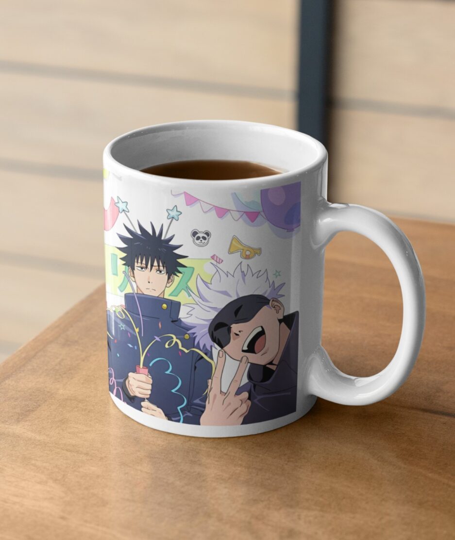 Jujutsu Kaisen Team Party white mug on table