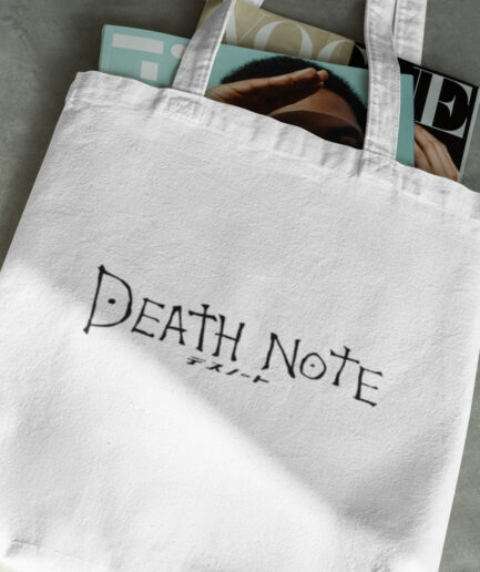 Death Note white totebag with books