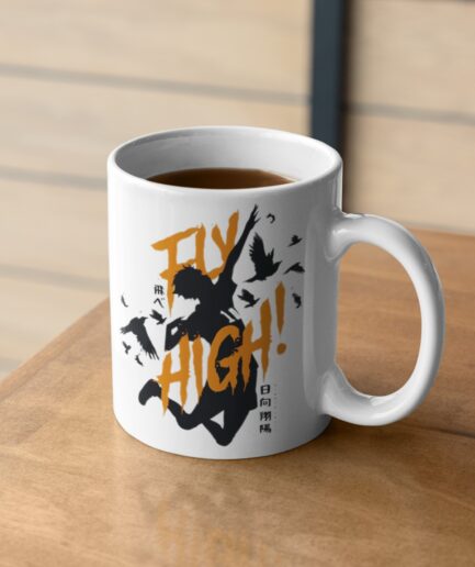 Haikyuu Fly High white mug on table