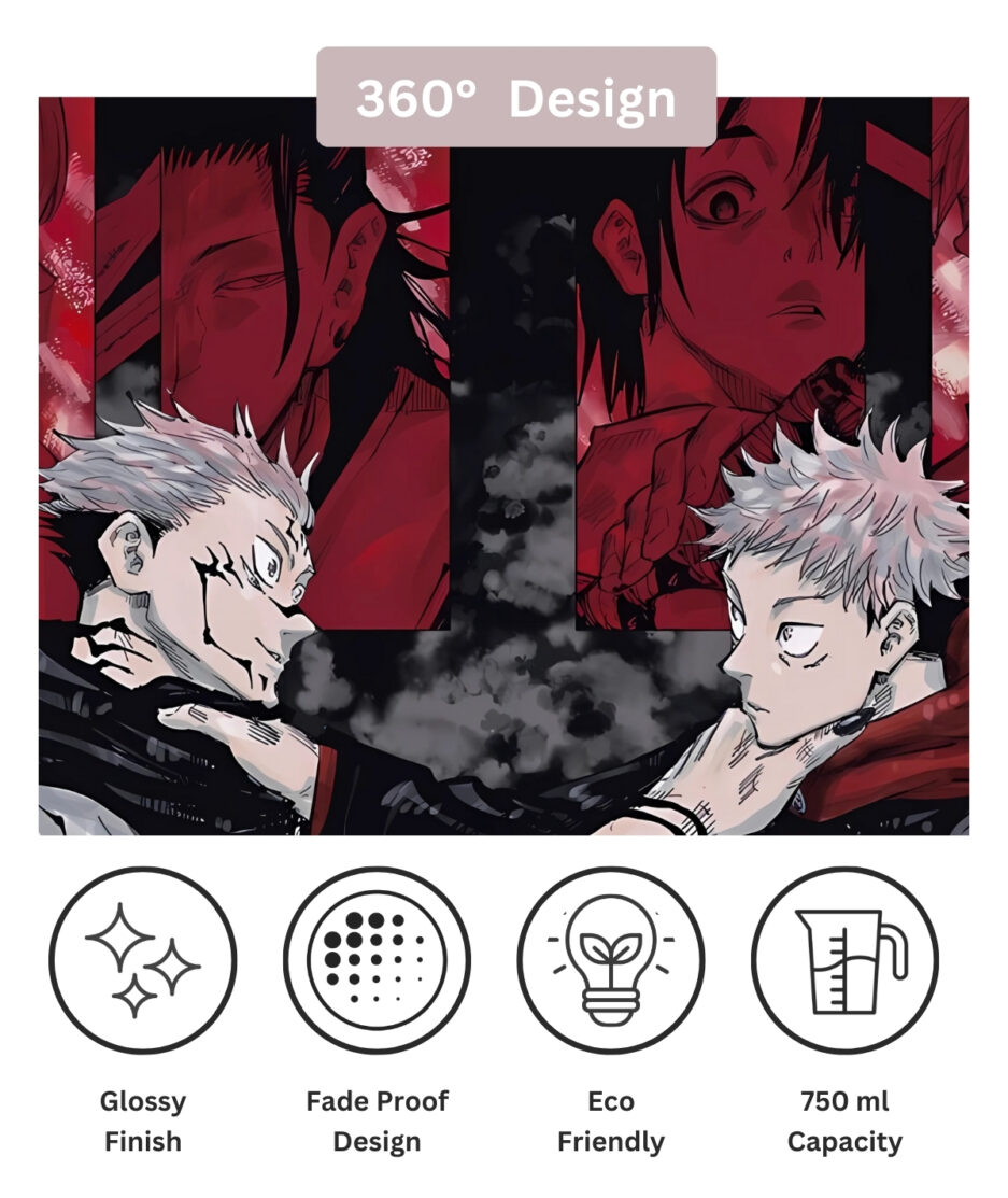 Sukuna and Itadori sipper bottle 360° view – Jujutsu Kaisen anime design