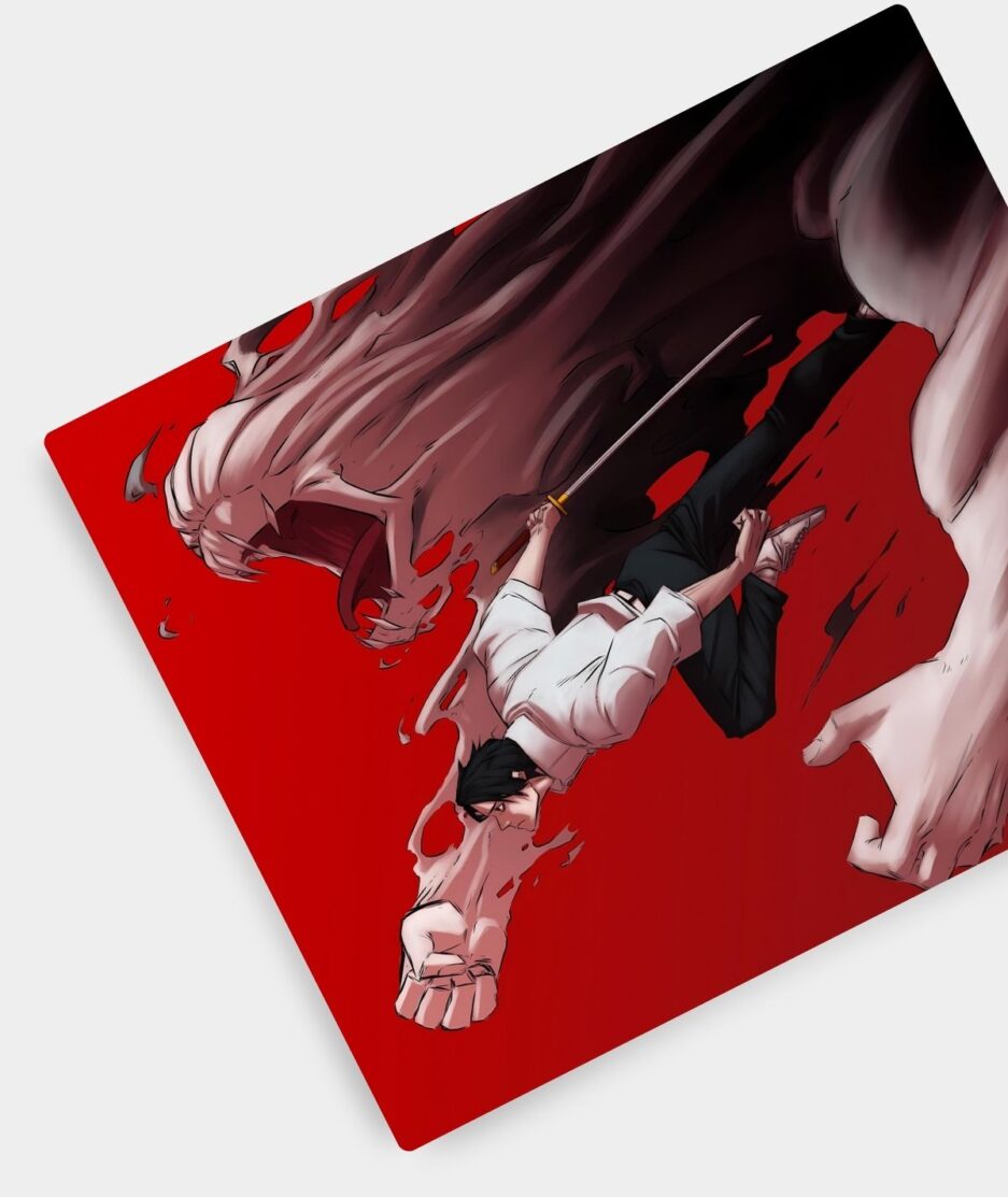 Jujutsu Kaisen Yuta mousepad aesthetic setup - Desk styled with Yuta’s action-packed design