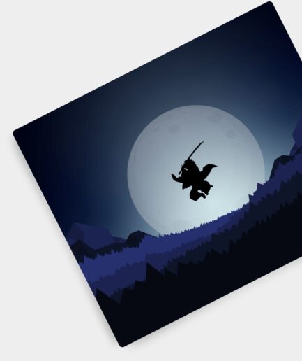 Demon Slayer Moonlight mousepad aesthetic setup - A peaceful workspace adorned with moonlit scenery