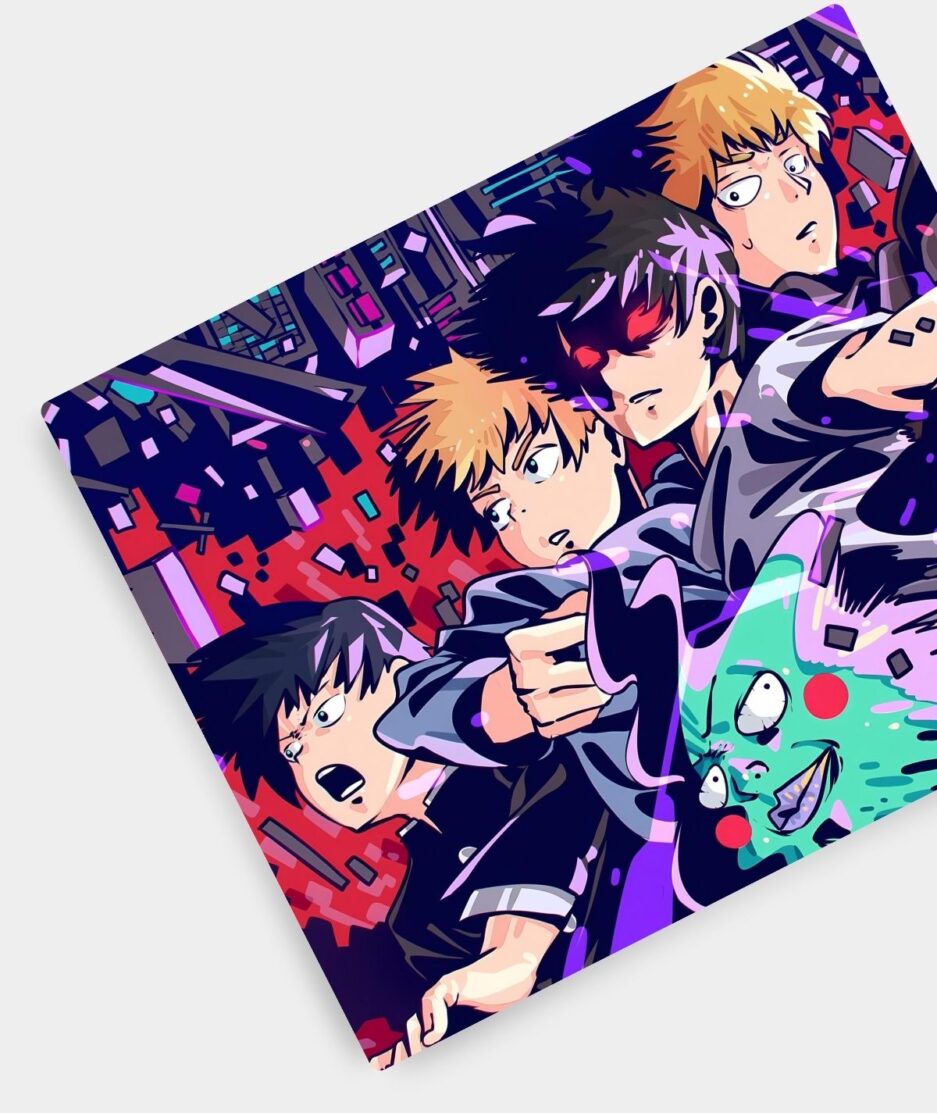 Mob Psycho Purple Squad square mousepad aesthetic setup - Anime-inspired desk with bold purple accents