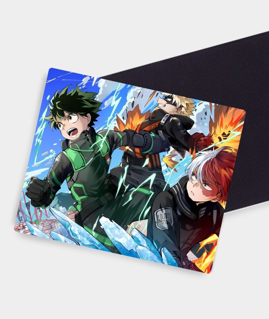 Hero Trio My Hero Academia square mousepad anti-slip surface - Close-up of skid-proof backing for a stable grip