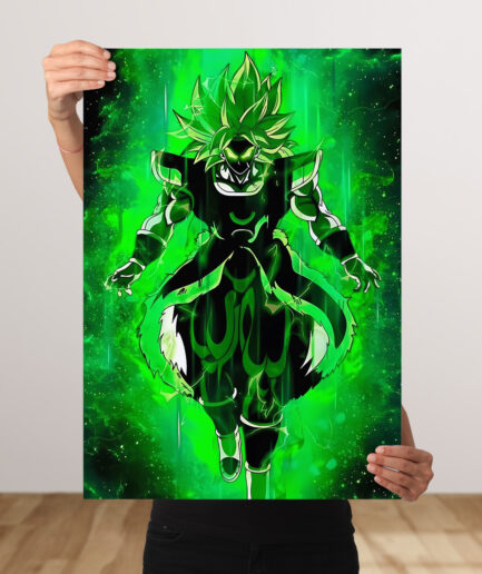 Broly Legendary Saiyan metal poster - A stunning metal artwork of Broly from Dragon Ball Super, showcasing his legendary power and iconic rage