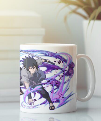 Sasuke Uchiha purple flames white mug main image