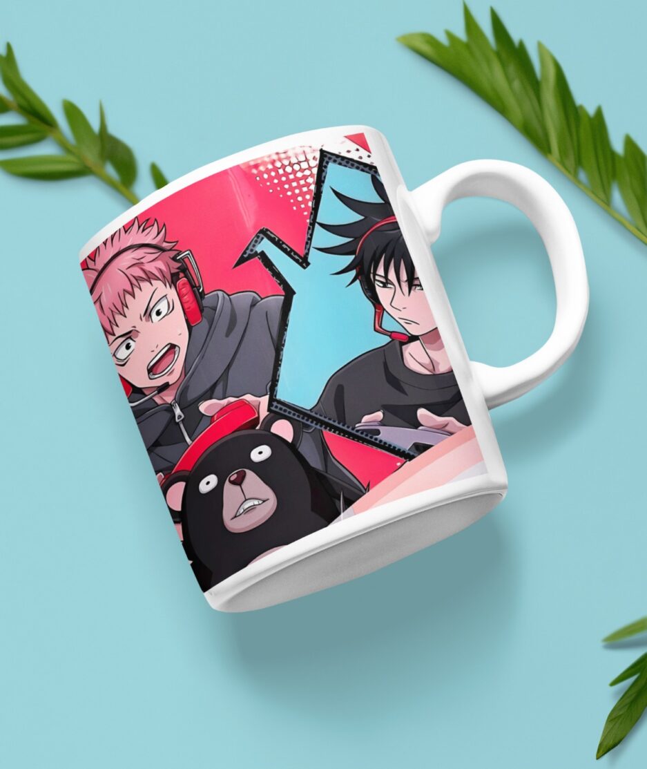 Front view of Jujutsu Kaisen Unite for Battle white mug