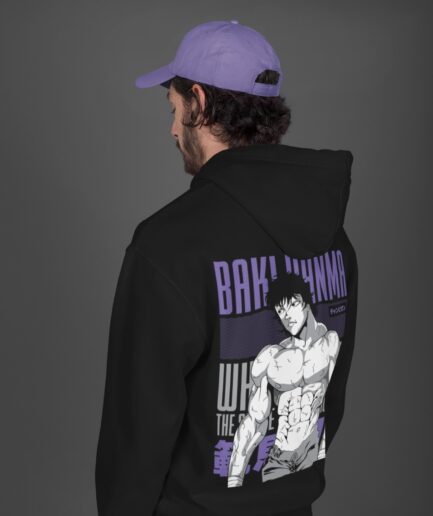 Baki Hanma hoodie back design – bold anime artwork