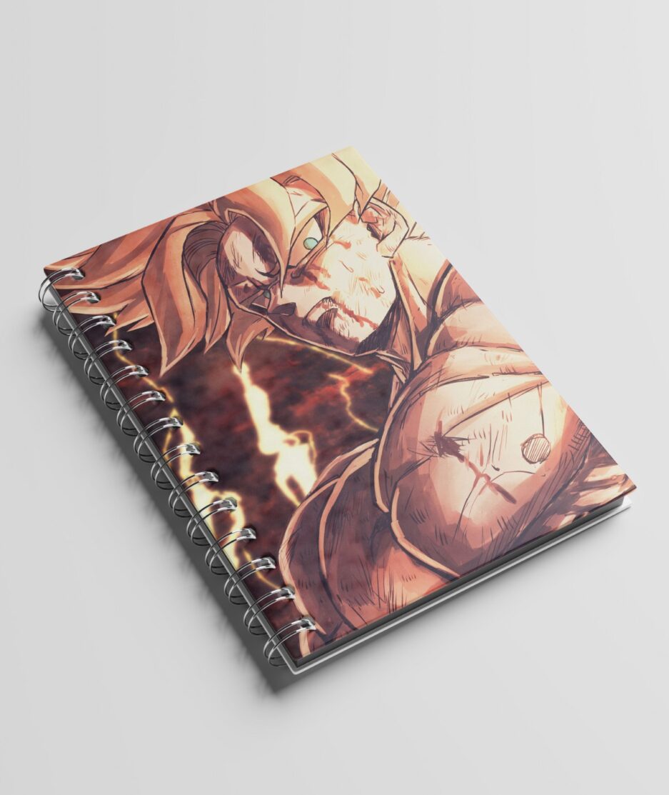 Aesthetic front view of Goku’s Super Saiyan Power Sketchbook with Dragon Ball design