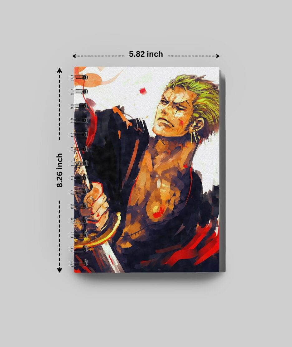 Dimensions of Zoro’s Fierce Warrior Sketchbook, One Piece anime-inspired