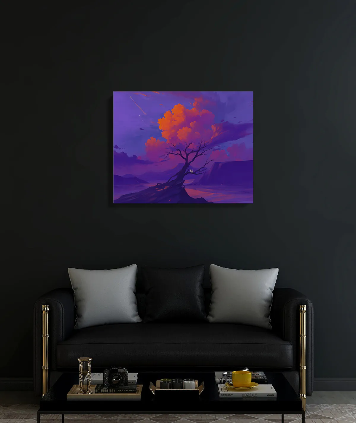 Vibrant Nature Canvas Poster on Black Wall Vibrant Nature canvas poster on black wall - Colorful, energetic artwork with bold contrast