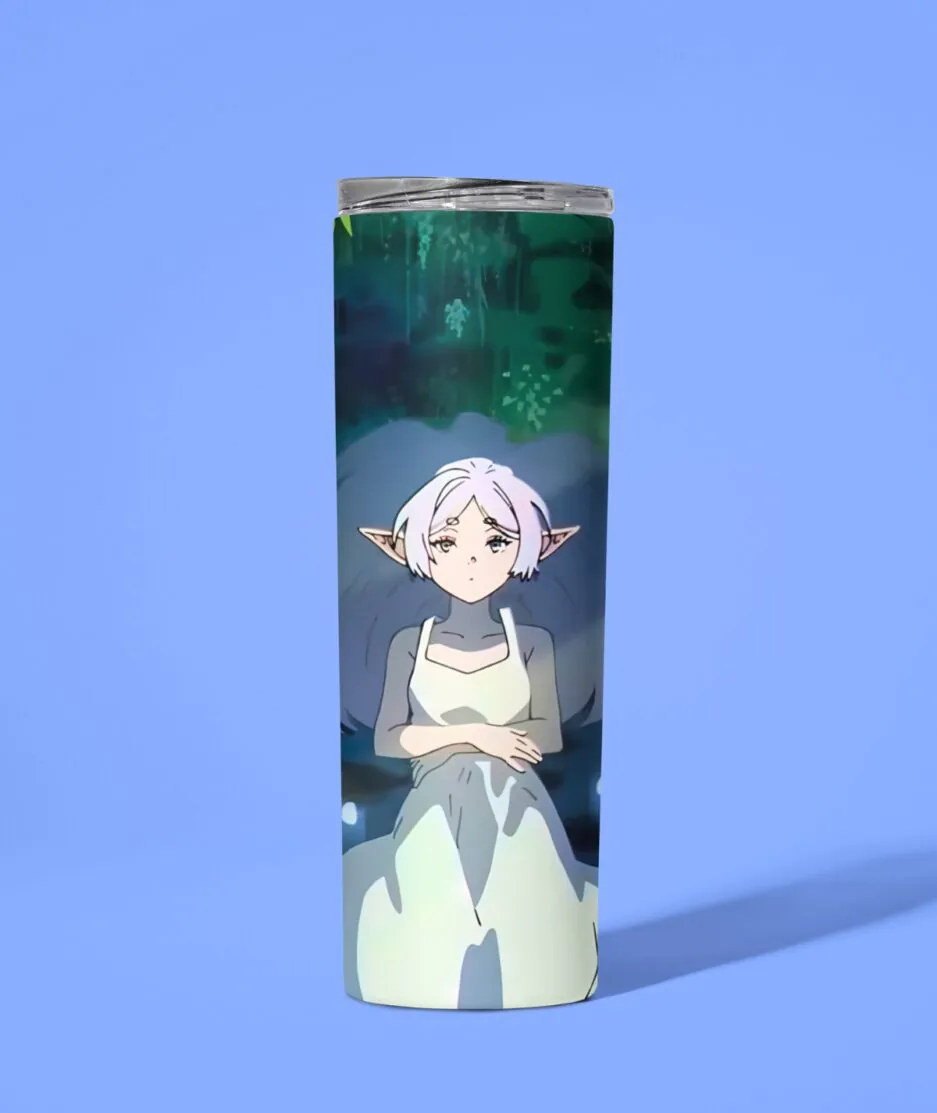 Frieren Embrace the Journey Metal Tumbler aesthetic design - Anime-inspired drinkware
