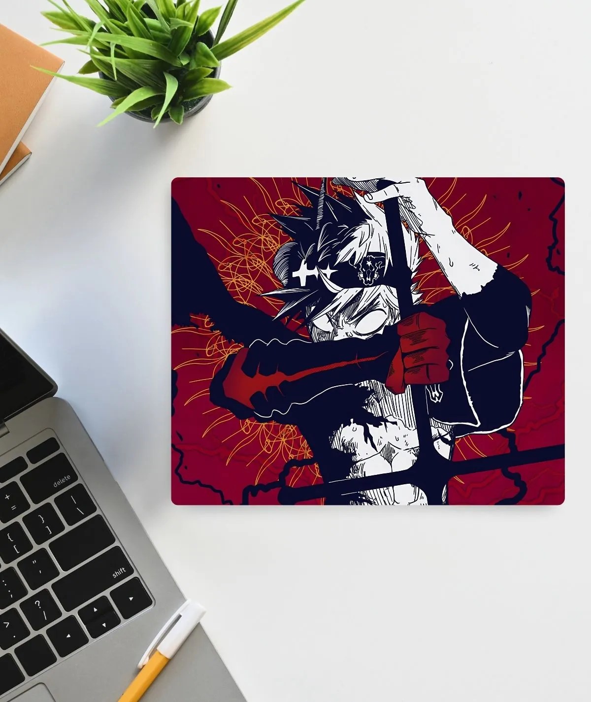 Asta Black Clover mousepad - Featuring Asta in his dynamic action pose with magic swords
