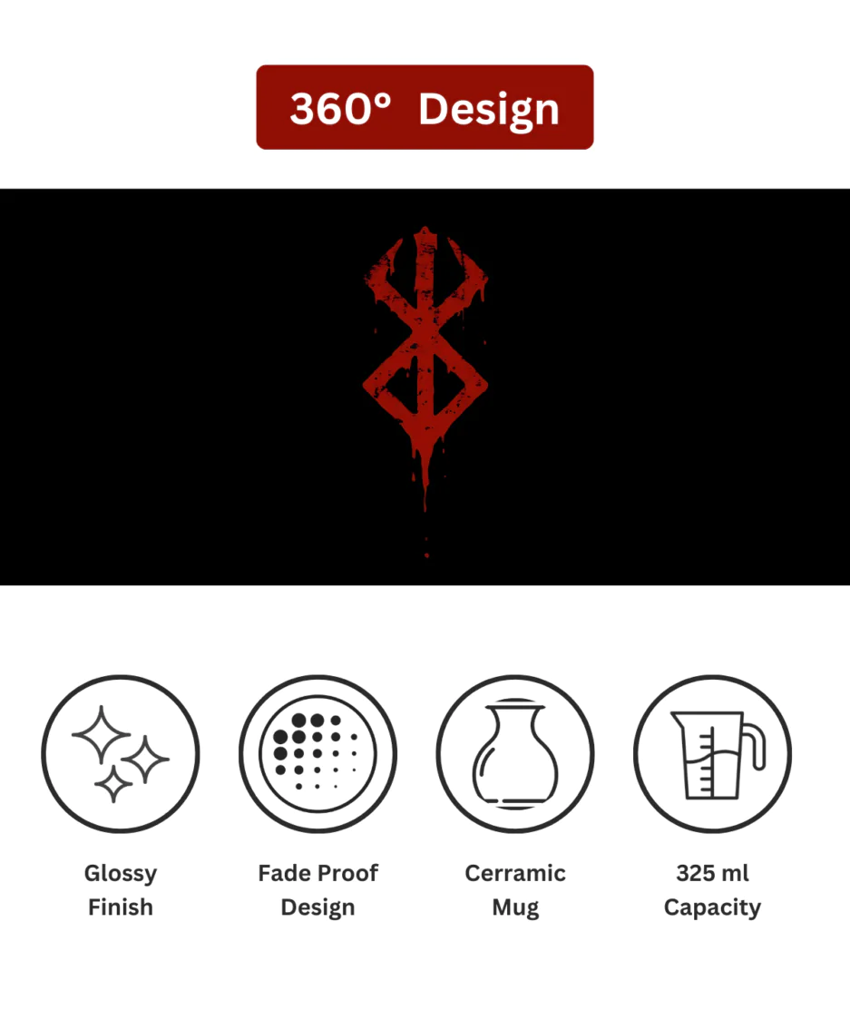 360 design view of Berserk Symbol white mug