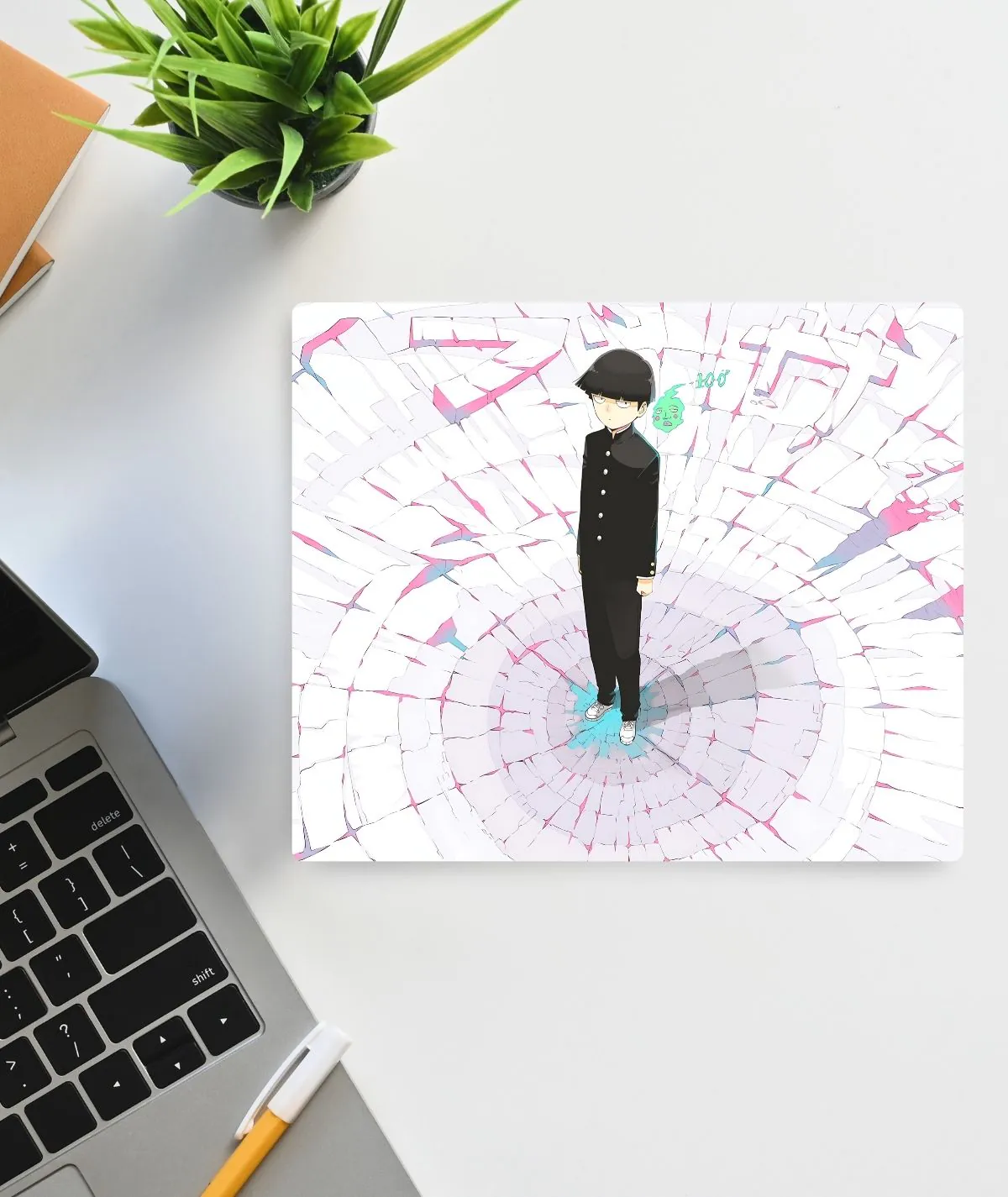 Mob Psycho 100 Infinity square mousepad - Shigeo Kageyama surrounded by infinite psychic energy
