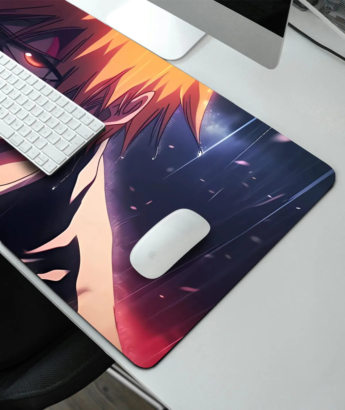 Ichigo Conquer Your Foes Gaming Mousepad - Right View Ichigo Conquer Your Foes gaming mousepad right view - Smooth edges with bold Ichigo design
