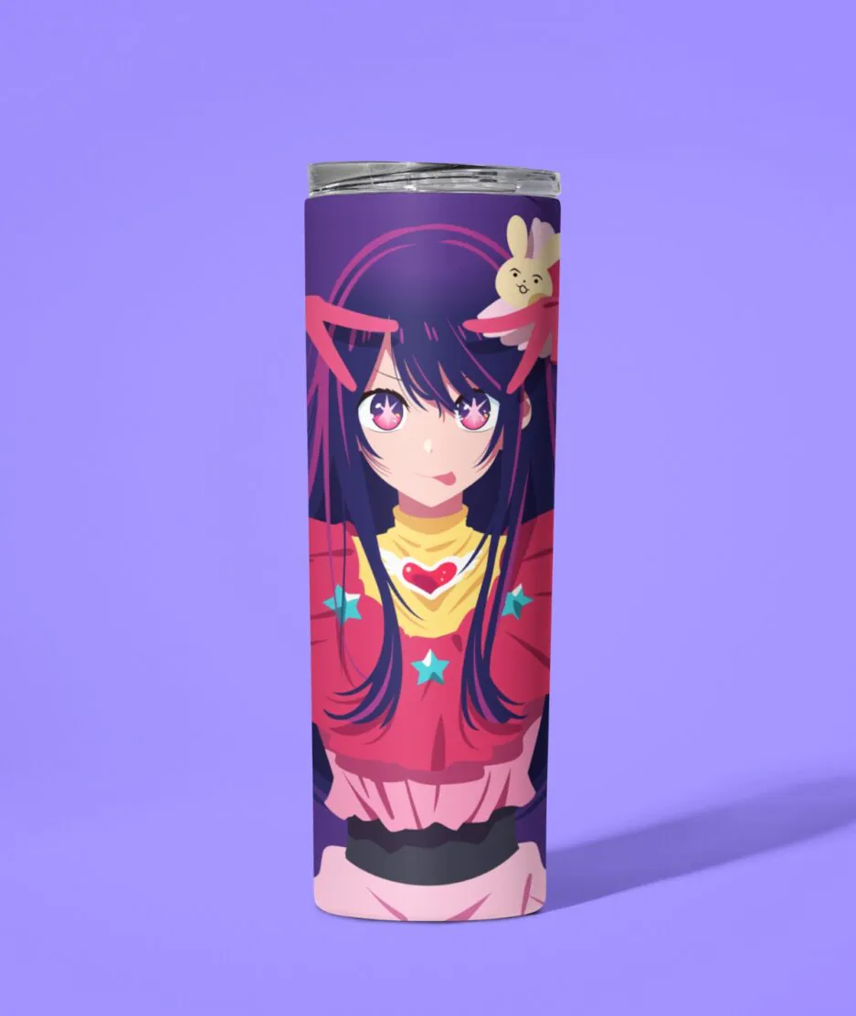 Ai Hoshino The Idol Oshi no Ko Metal Tumbler aesthetic design - Anime-inspired drinkware