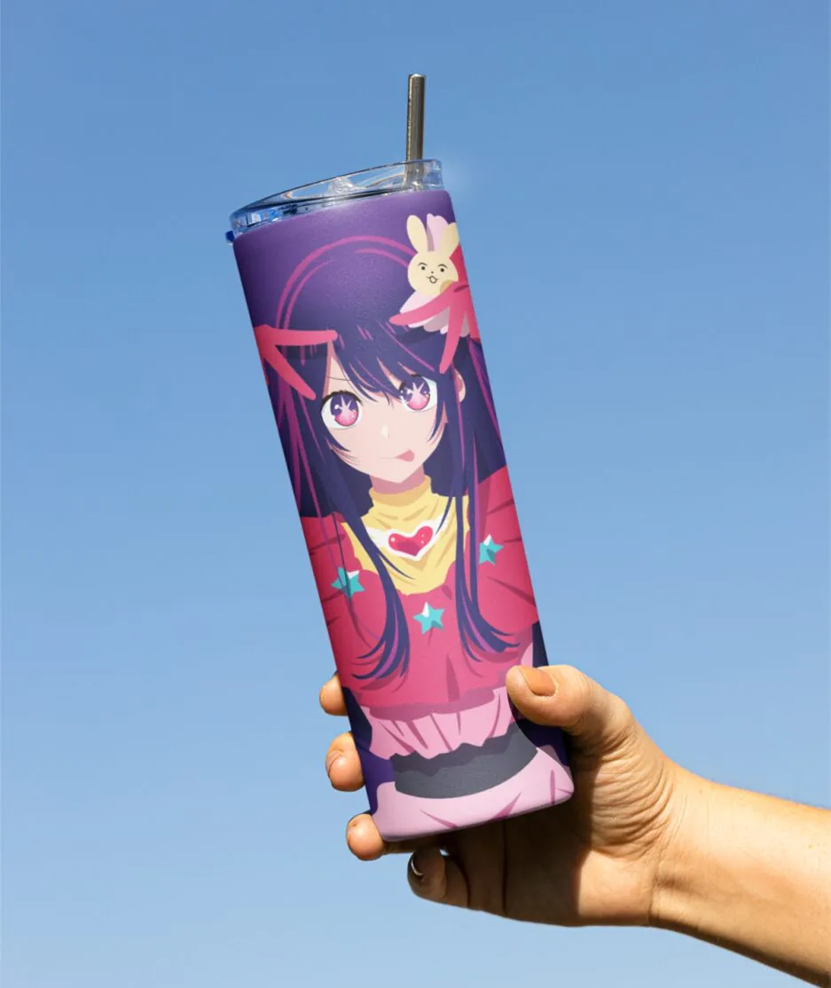 Ai Hoshino The Idol Oshi no Ko Metal Tumbler in hand - Stylish anime drinkware