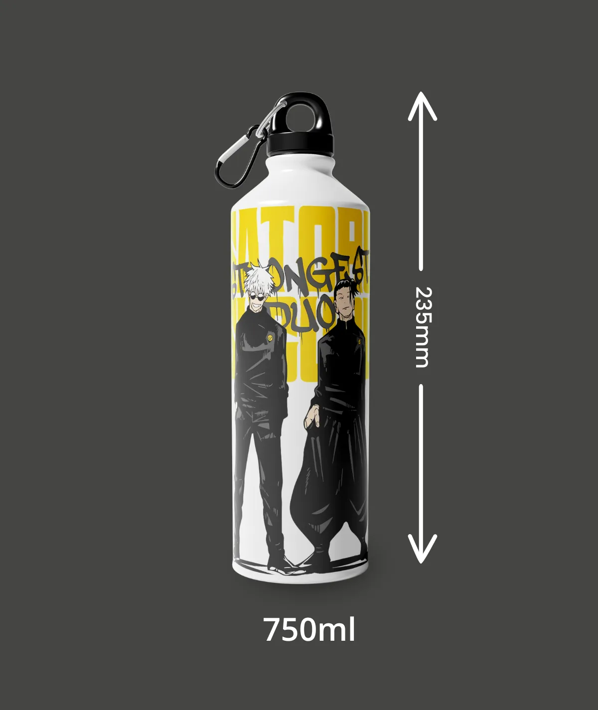 Gojo and Geto Duo Sipper Bottle – Dimension View of Iconic Jujutsu Kaisen Characters Gojo and Geto duo sipper bottle dimension image – Jujutsu Kaisen design
