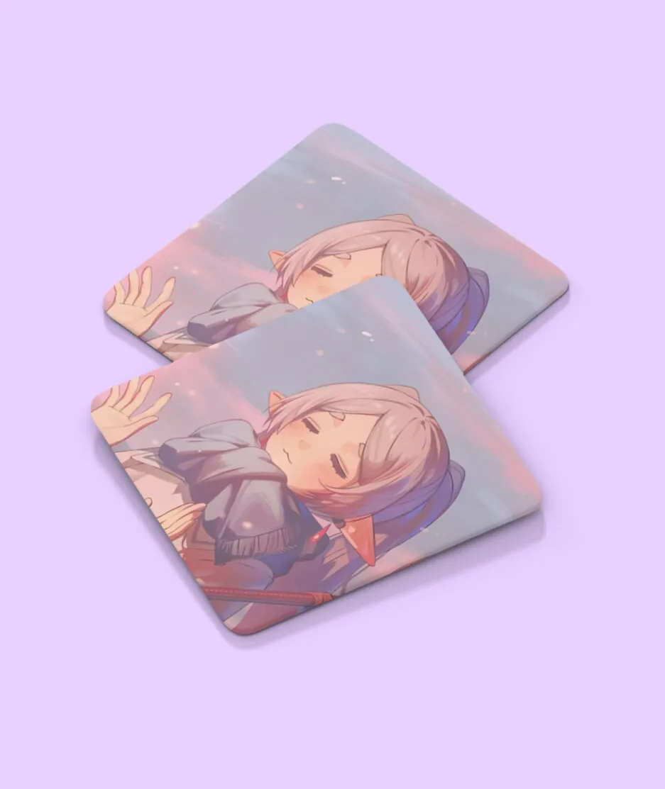 Frieren cute couple coaster set