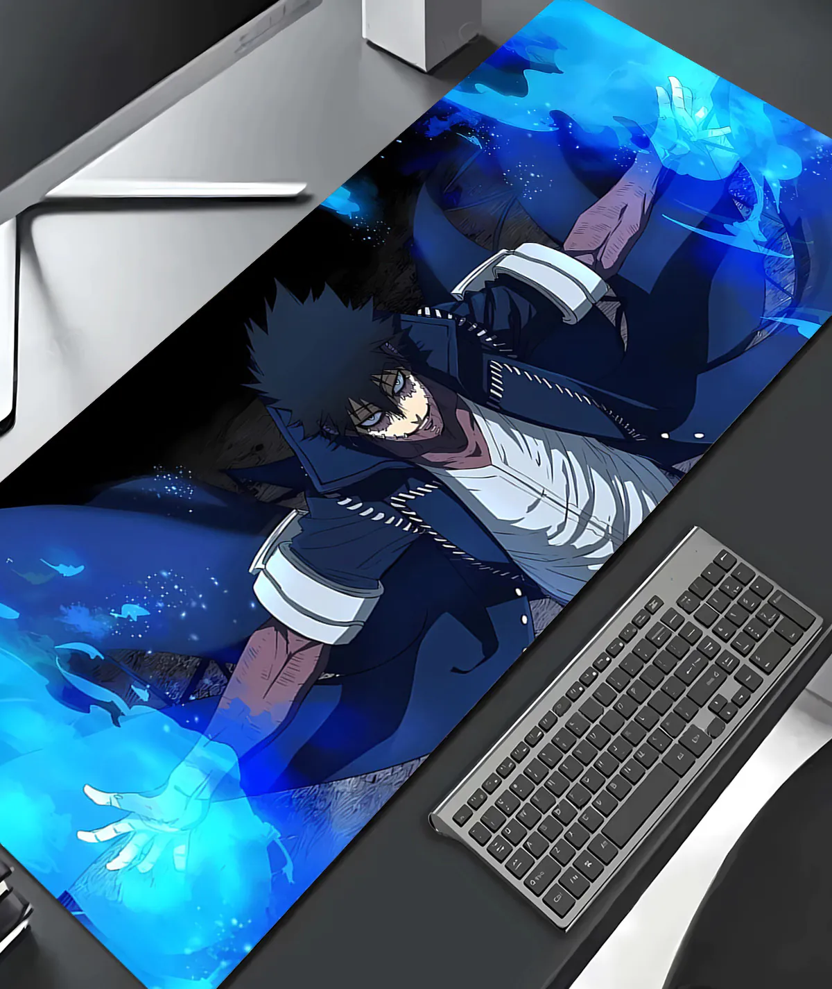 Dabi Ignite the Flames gaming mousepad on anime desktop setup - Bold and fiery design