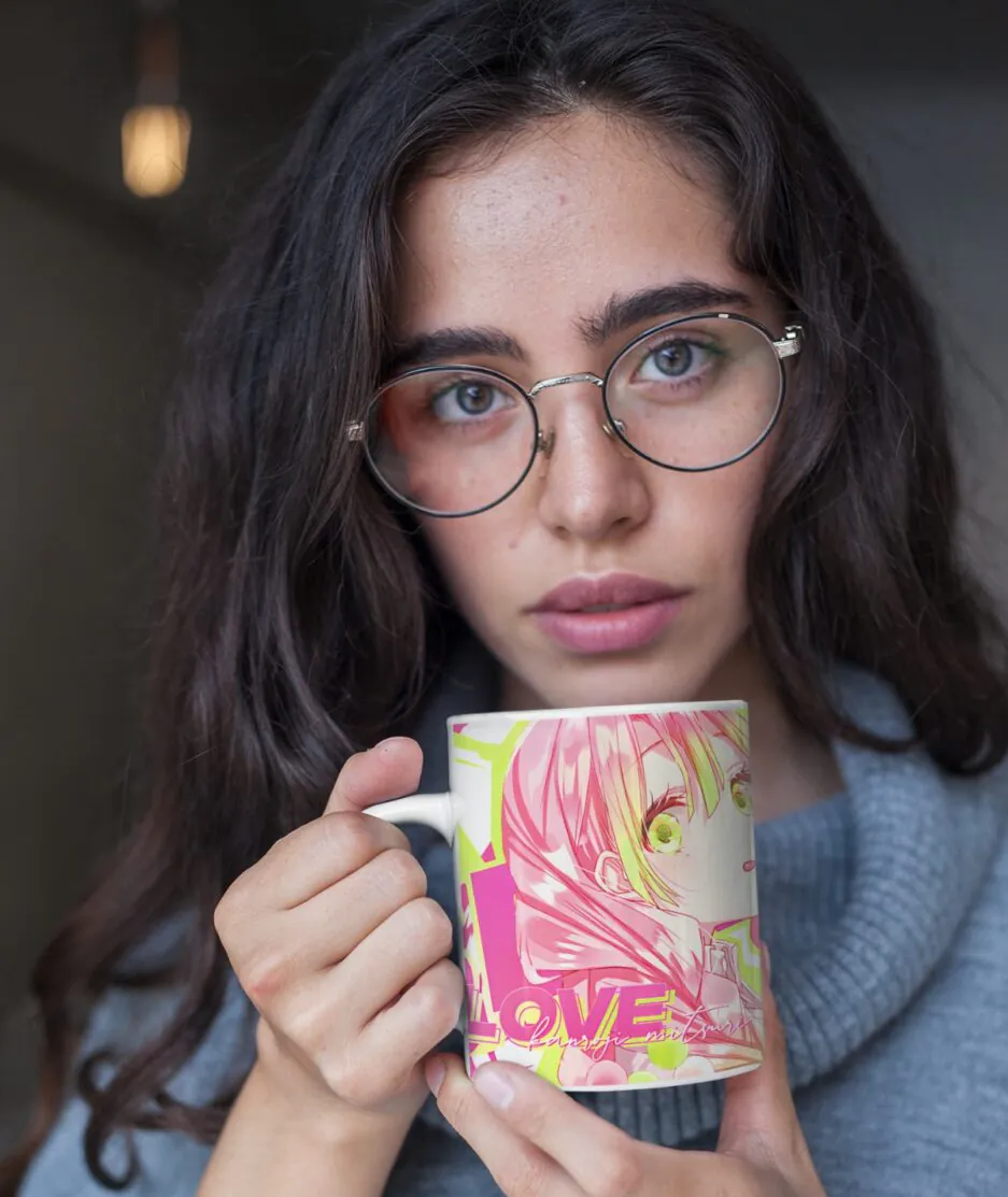 Woman holding Cute Mitsuri Hashira white mug