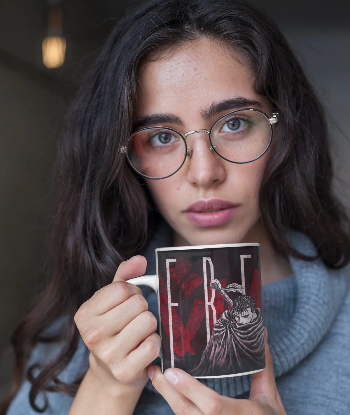 Woman holding Berserk Rage white mug