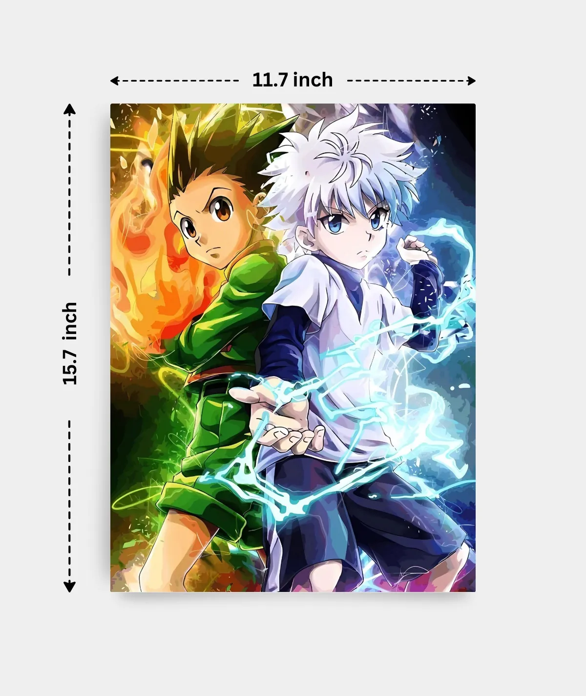 Hunter x Hunter Epic Duo Metal Poster Dimension Image Hunter x Hunter Epic Duo metal poster dimensions - Displaying the size and proportions of the Gon and Killua poster
