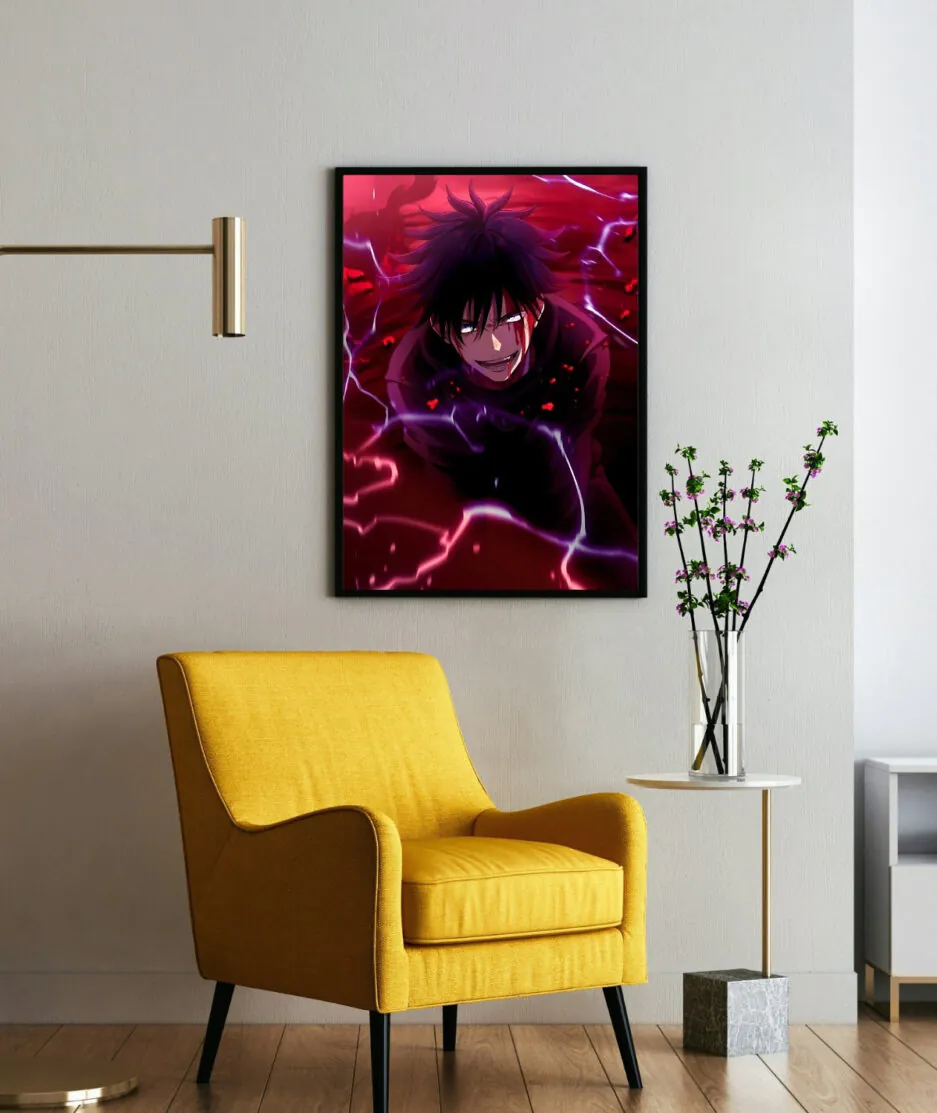 Megumi's Spirit Jujutsu Kaisen framed poster on wall - Epic anime poster featuring Megumi displayed on a wall, showcasing his power and spirit