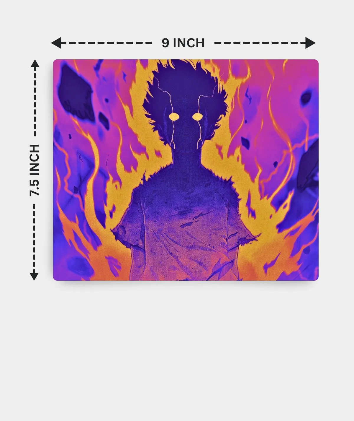 Mob Psycho square mousepad dimensions - Detailed size chart for the mousepad