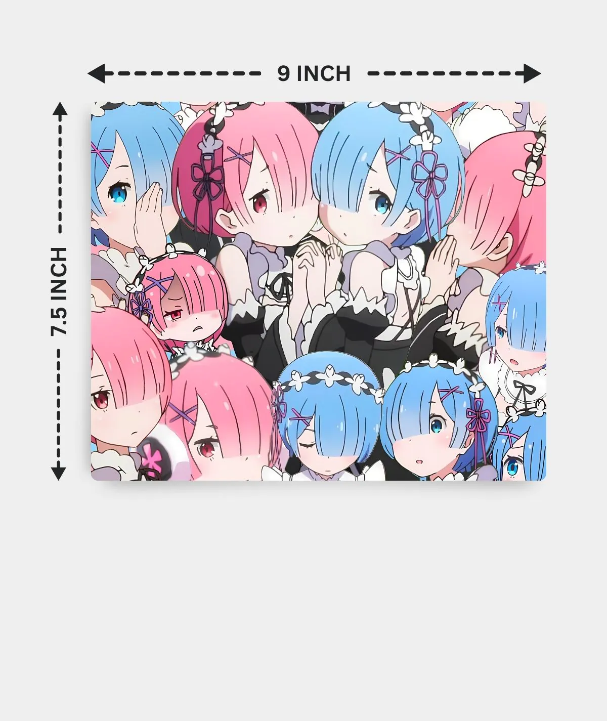 Rem and Ram Kawaii mousepad dimensions - Perfect size for gaming or work
