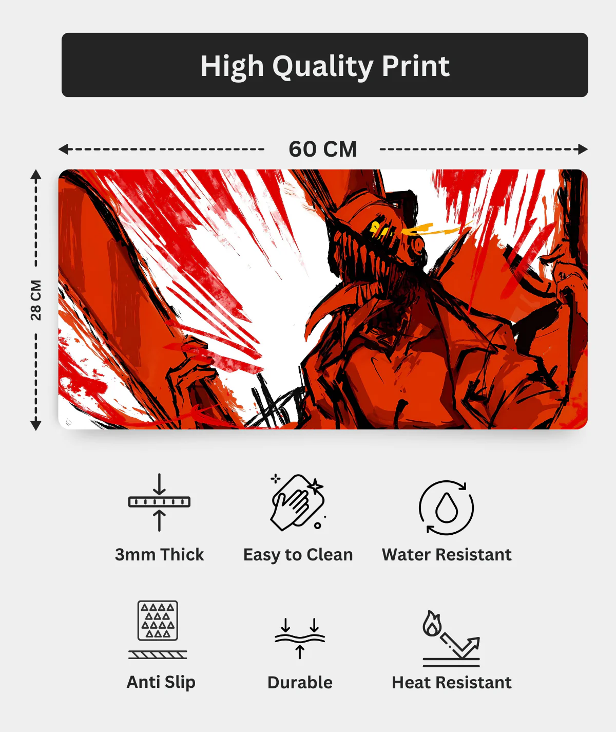 Inner Rage Chainsaw Man Small Gaming Pad Dimensions – Compact and Powerful