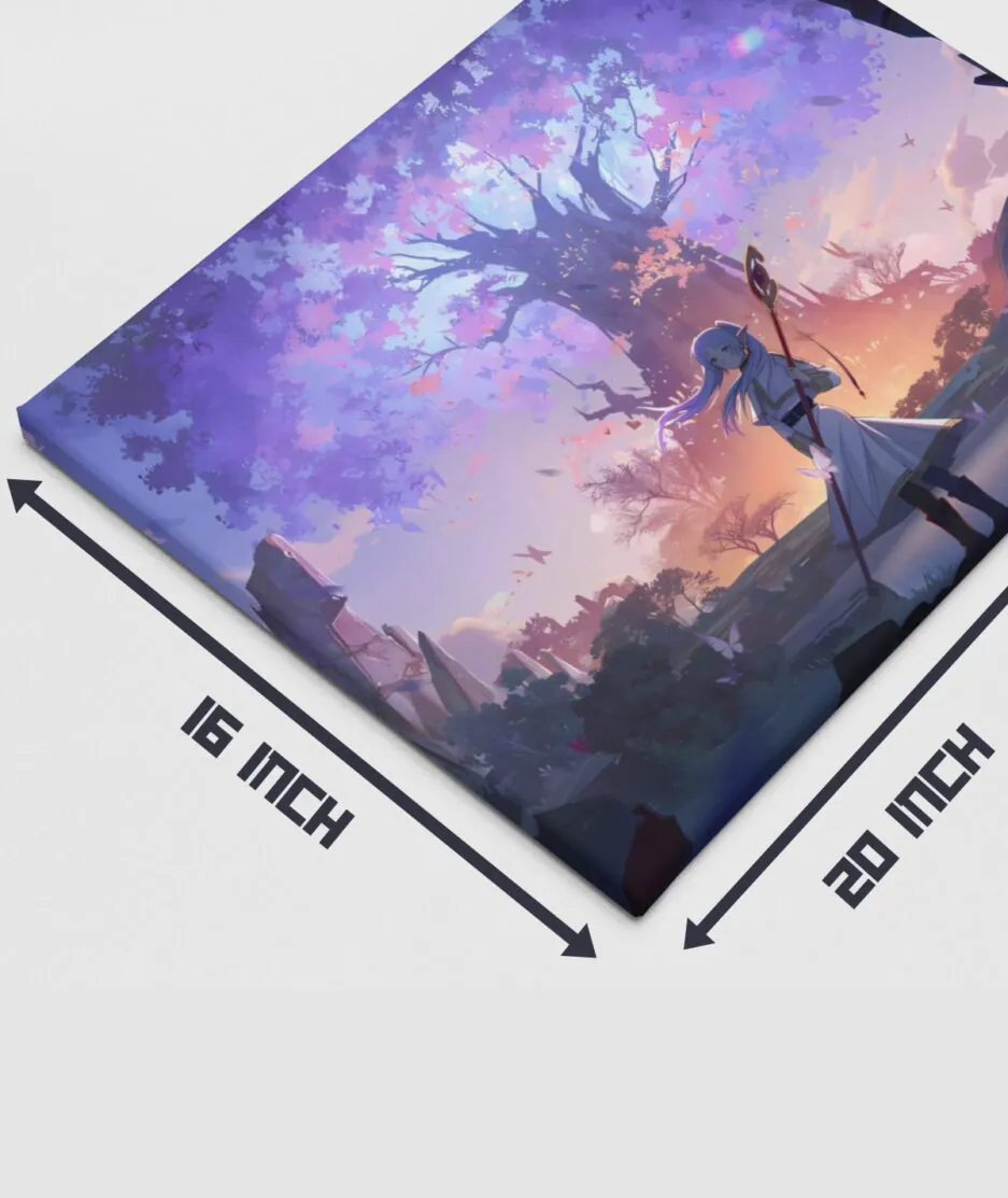 Frieren Epic Journey canvas poster dimensions - Ideal size to display the breathtaking adventure scene